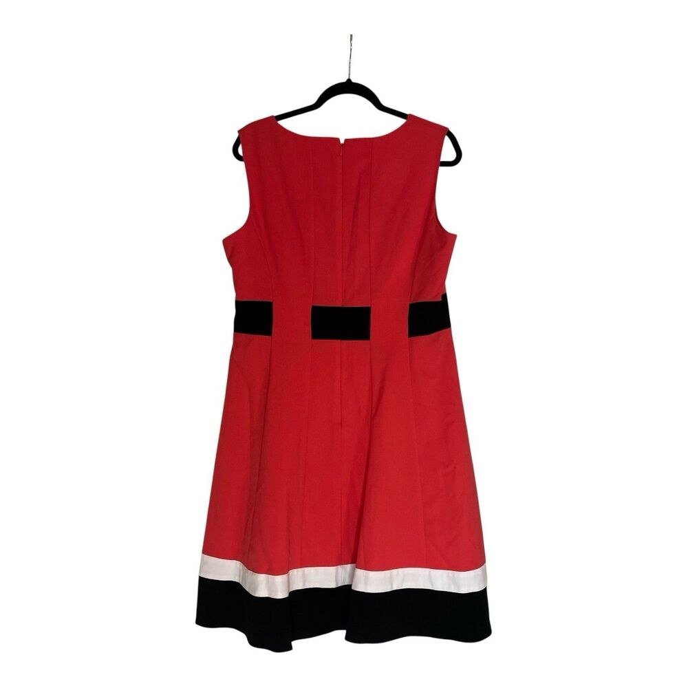 Calvin Klein Dress Coral Pink/Red Fit Flare Colorblock Office Business Sz 14